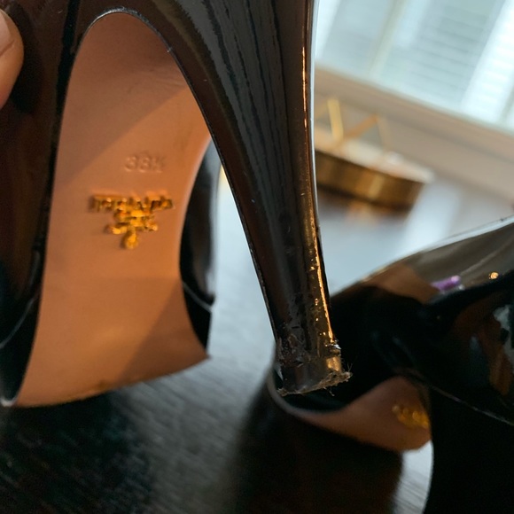 Prada Vernice Black Patent Leather Platform Pumps - Picture 7 of 8
